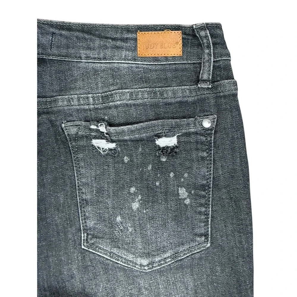 Judy Blue Boyfriend Fit Jeans Women 11/30 Faded Black‎ Denim Distressed Stretch